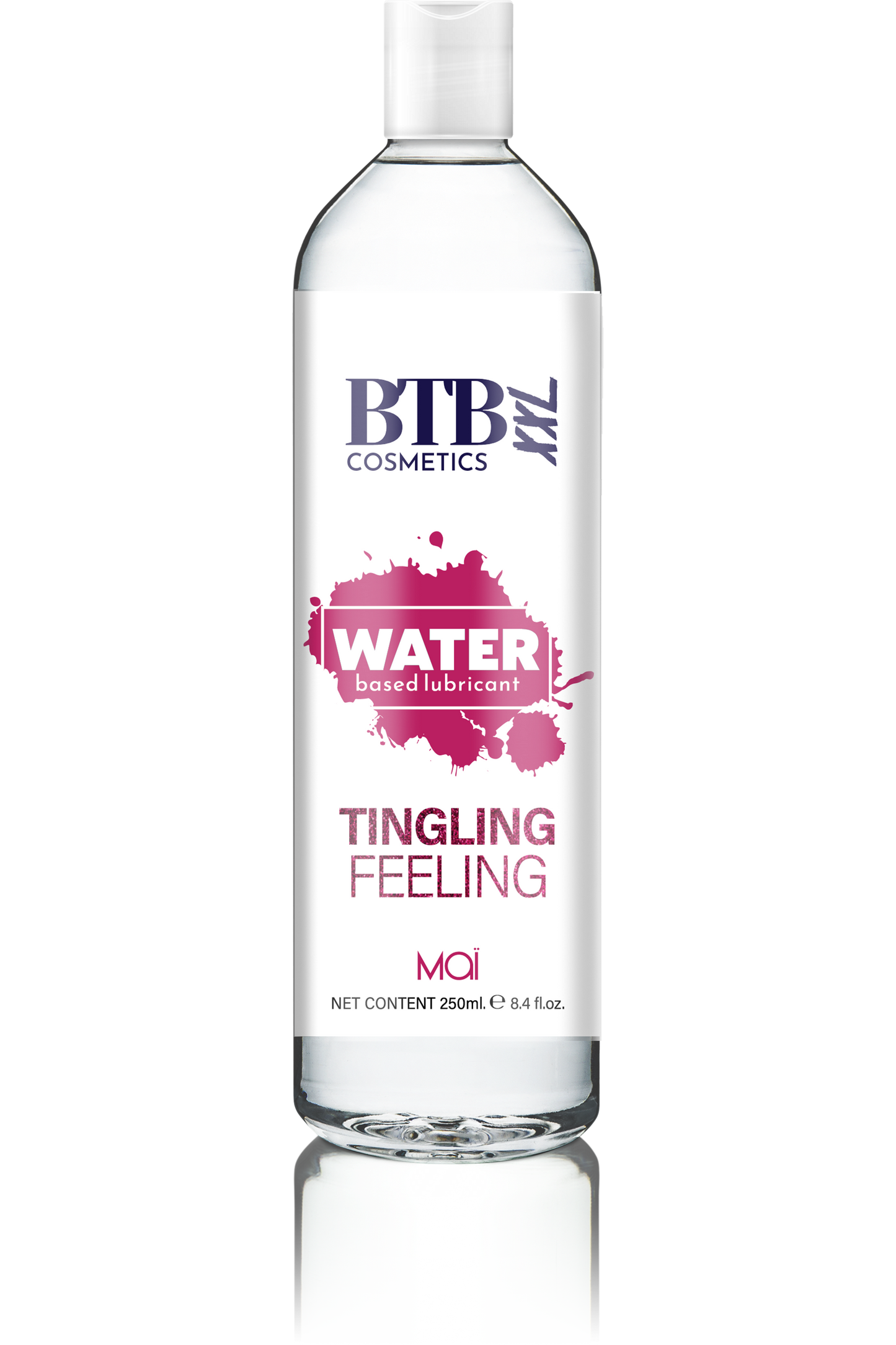 BTB Water Based Tingling Lubricant 250ml | Front View | "tingling water lubricant - front view"