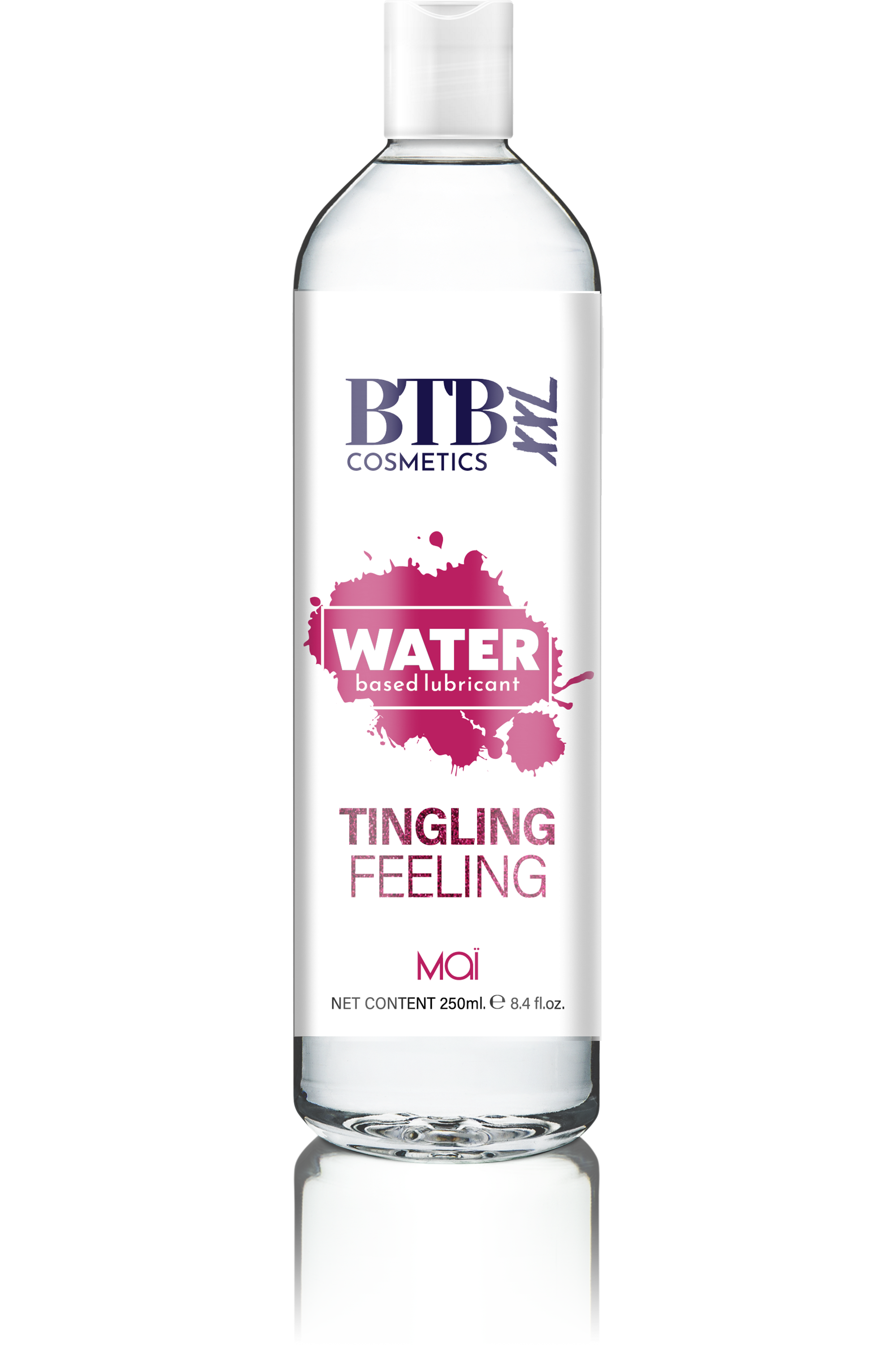 BTB Water Based Tingling Lubricant 250ml | Front View | "tingling water lubricant - front view"