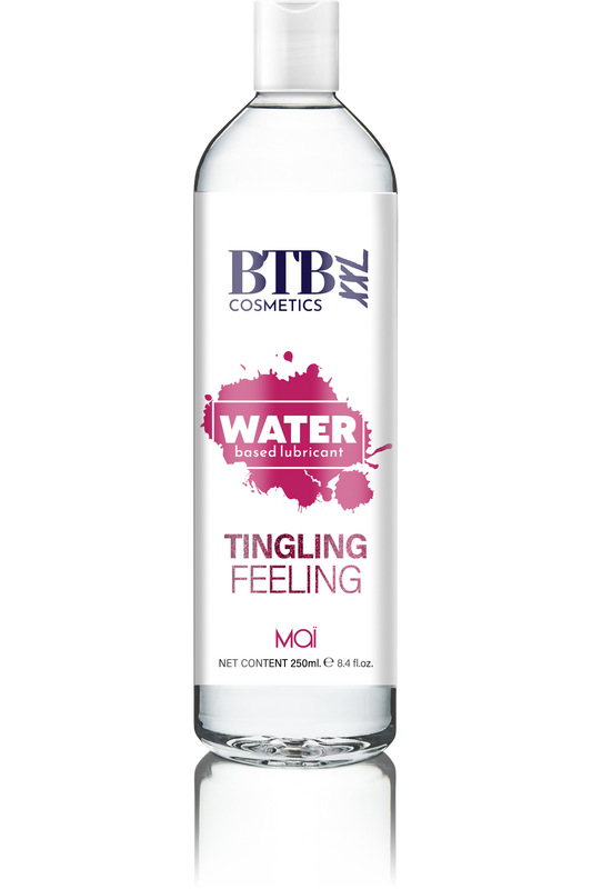 BTB Water Based Tingling Lubricant 250ml | Front View | "tingling water lubricant - front view"