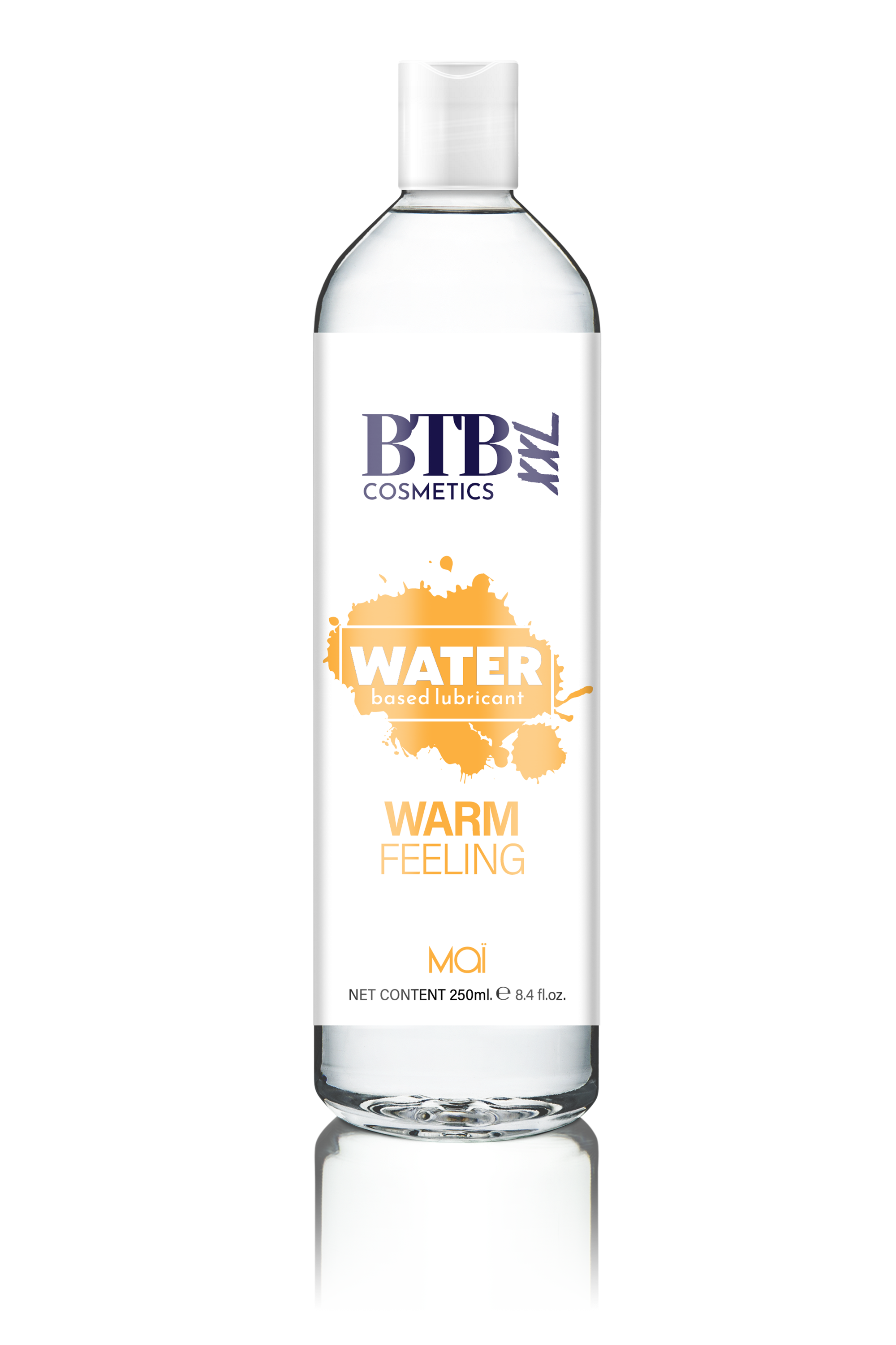 BTB Water Based Warm Feeling Lubricant 250ml | Front View | "warming water lubricant - front view"