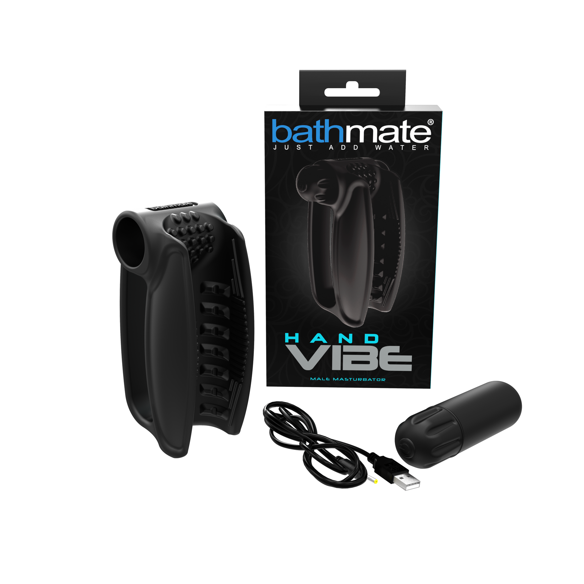 Bathmate Hand Vibe Male Masturbator|Front View|"Hand vibe male masturbator - front view"