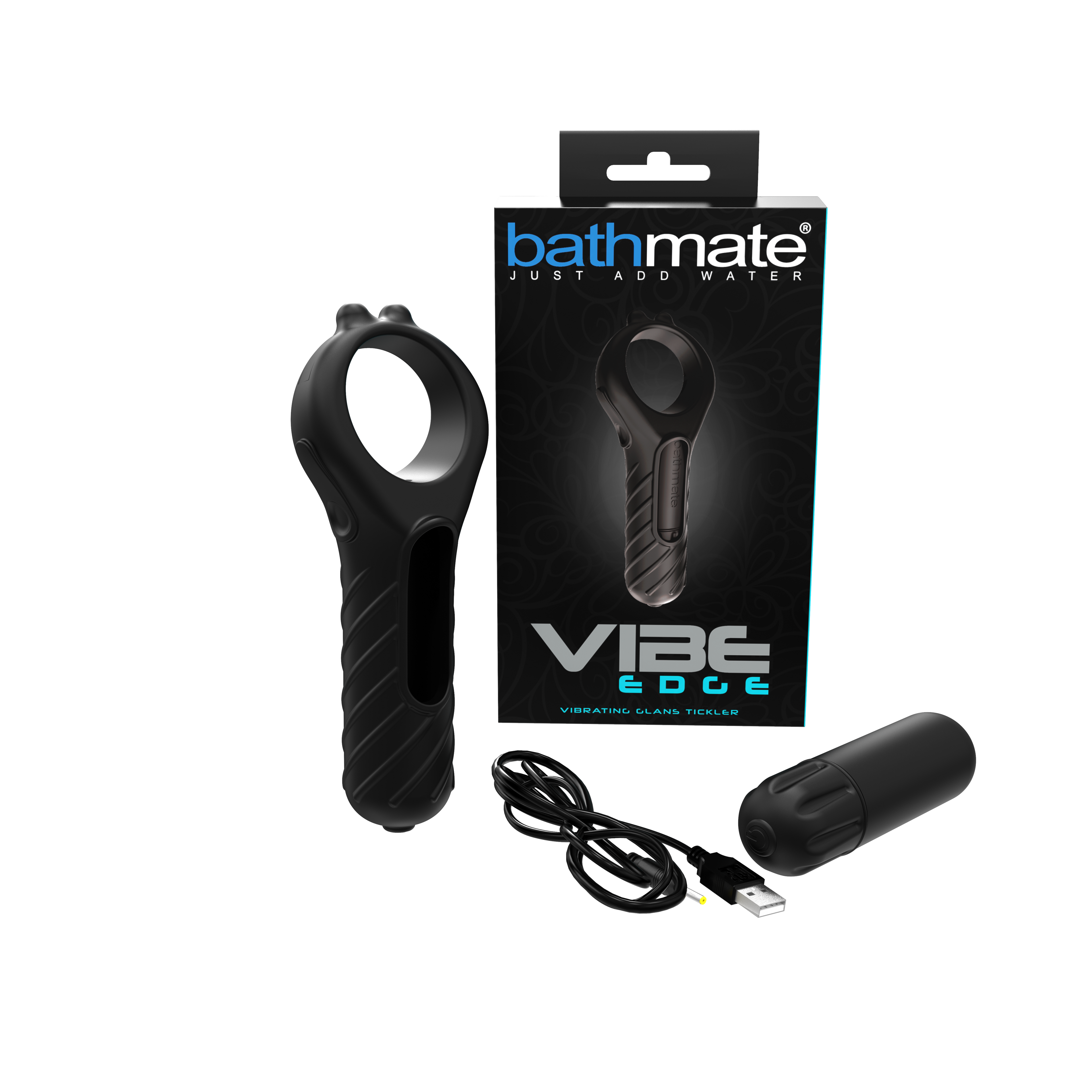 Bathmate Vibe Edge Vibrating Glans Tickler|Front View|"Vibrating glans tickler - front view"