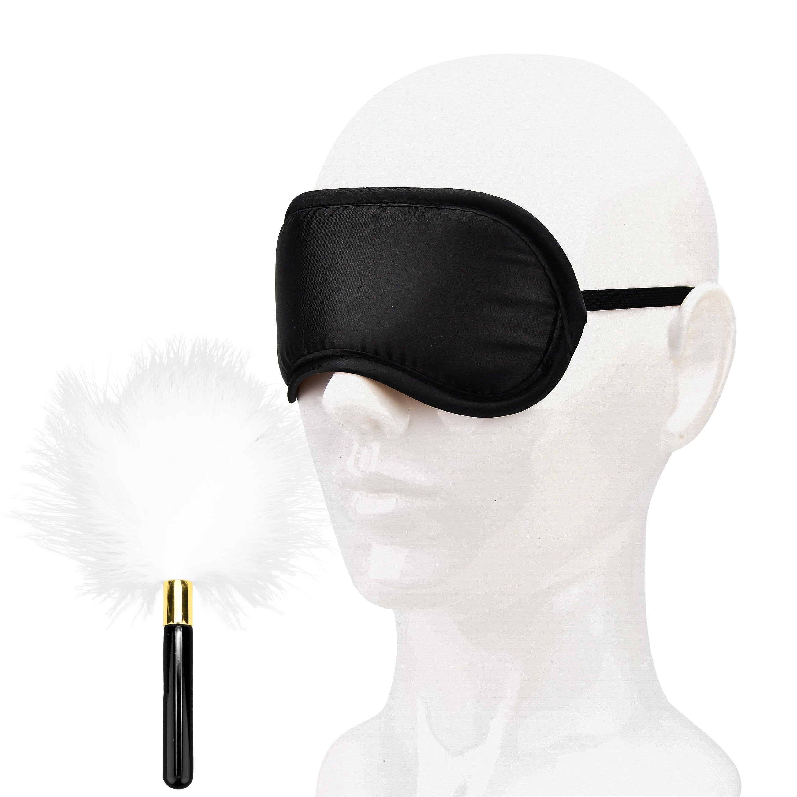 Bound to Play Eye Mask and Feather Tickler Play Kit|Front View|"Eye mask and feather tickler play kit - front view"