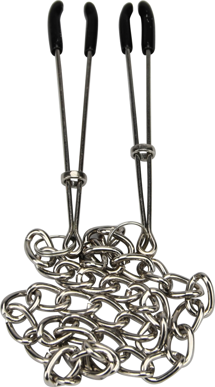 Bound to Please Nipple Clamps & Chain | Front View | Linked nipple jewelry