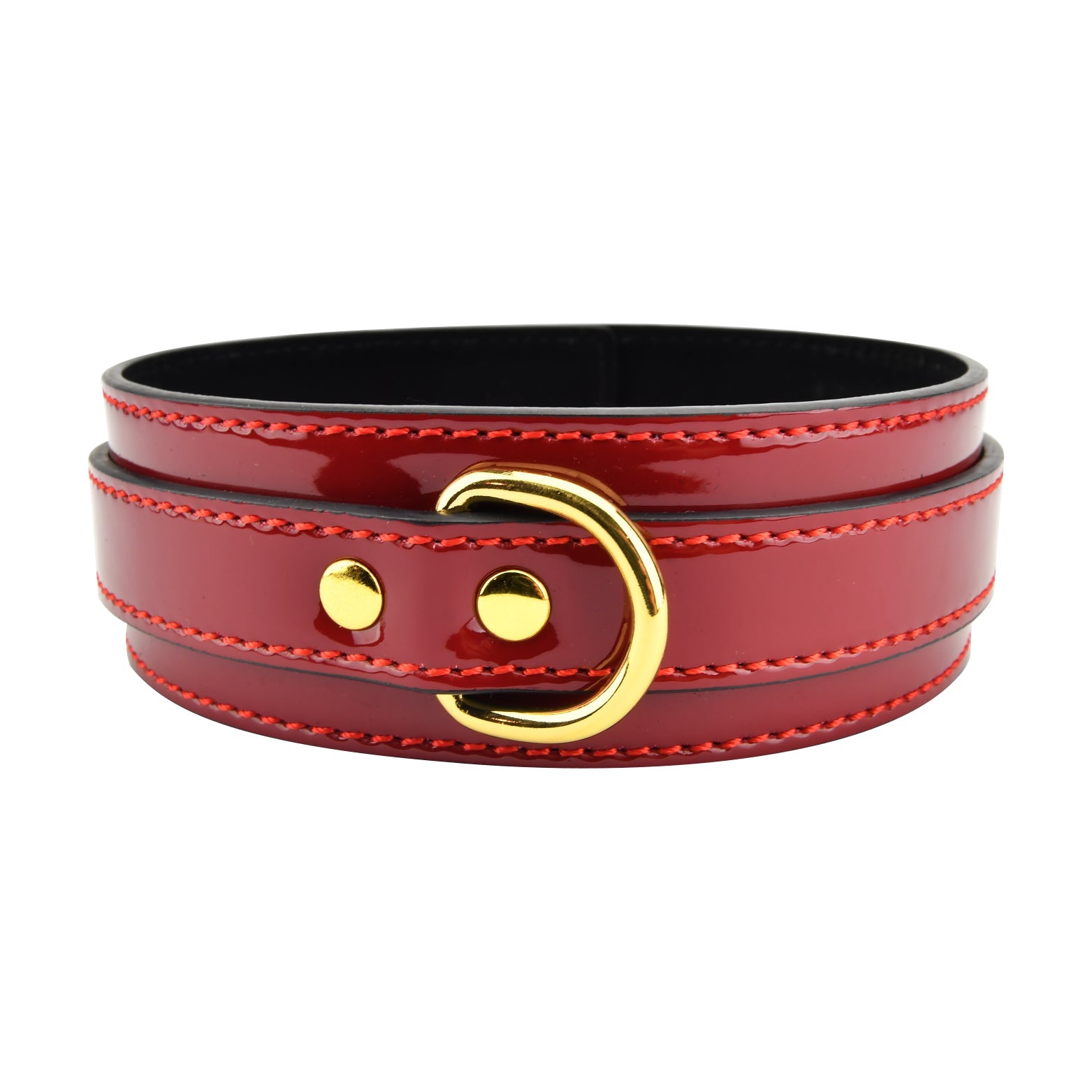 Bound-To-Please-Red-Bondage-Collar|Front|"red leather bondage collar - front view"