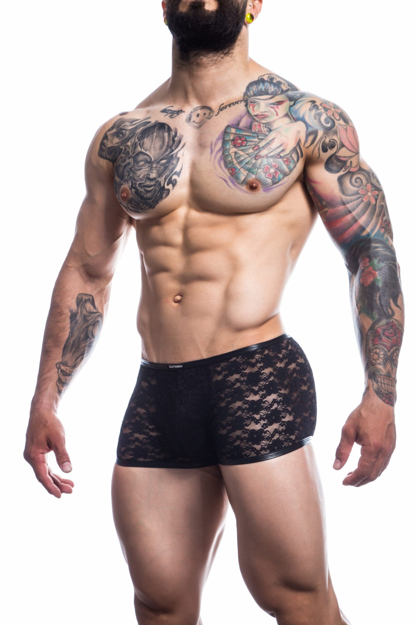C4M L4CE Trunk Black Large|Front View|"lace mens trunk black large - front view"