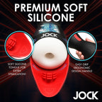 Jock Sucking And Vibrating Mastubator | Side View | Feature Detail
