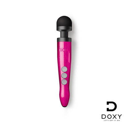 Doxy Die Cast Wand Rechargeable HOT PINK | Front View | "Hot pink wand rechargeable - front view"