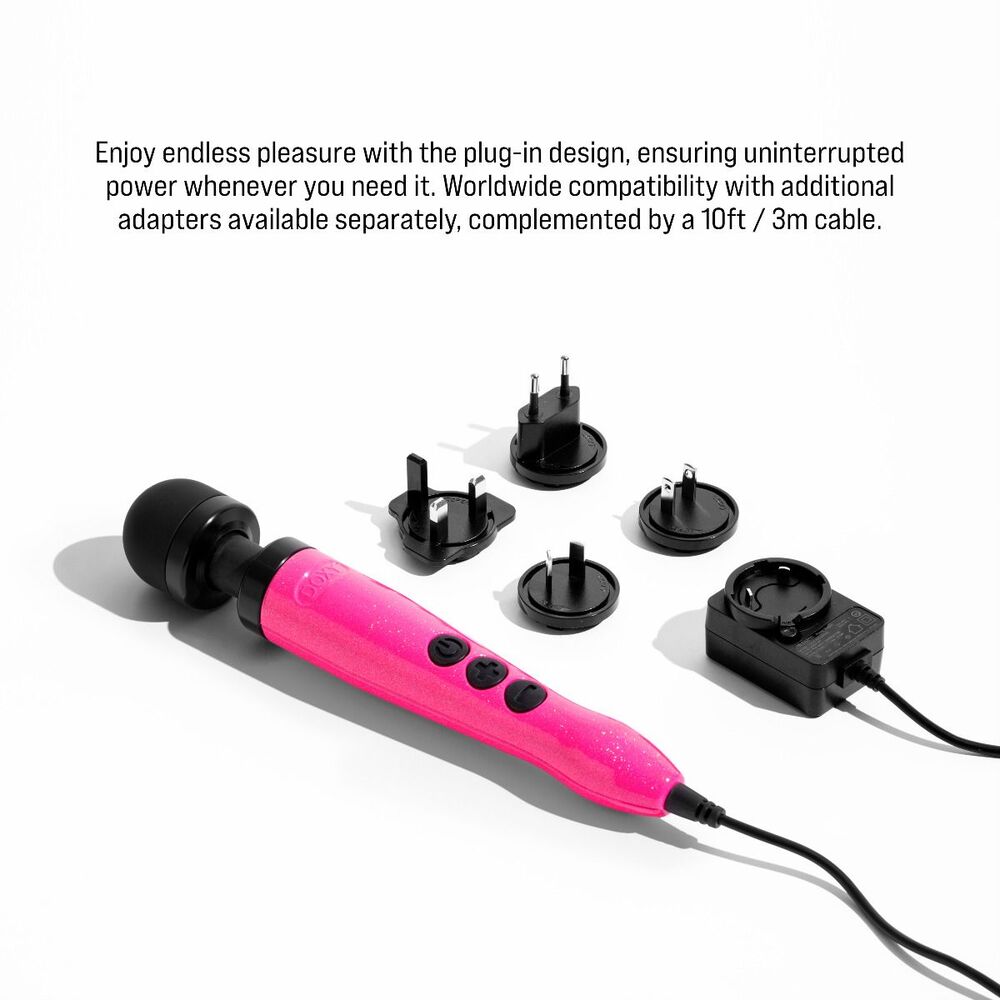 Doxy Die Cast Wand Massager 3 HOT PINK | Detail View | "Hot pink wand massager 3 - detail view"