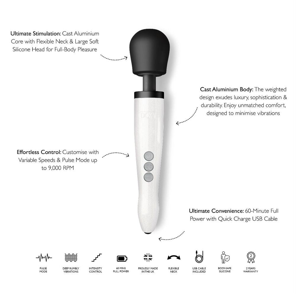 Doxy Die Cast Wand Rechargeable Star Dust | Side View | Feature Detail