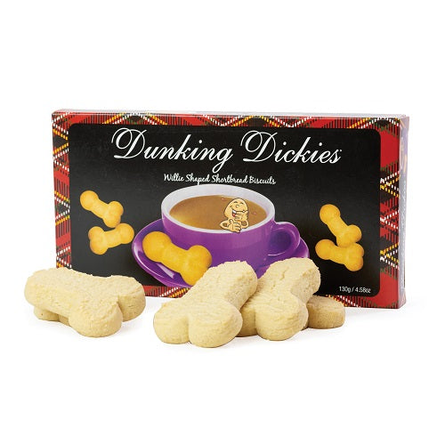 Dunking Dickies Willie Shaped Shortbread Biscuits | Front View | "novelty shortbread cookies - front view"