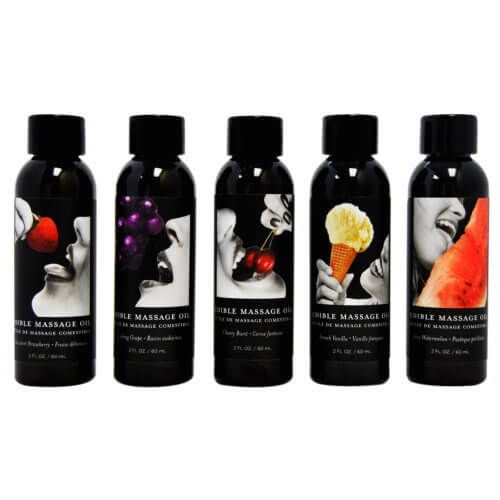 Earthly Body Edible Massage Oil 2oz | Front View | Flavored massage oil bottle