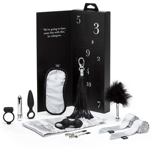 Fifty-Shades-of-Grey-Pleasure-Overload-10-Days-of-Play-Couple's-Kit|Front|"couples pleasure kit set - front view"
