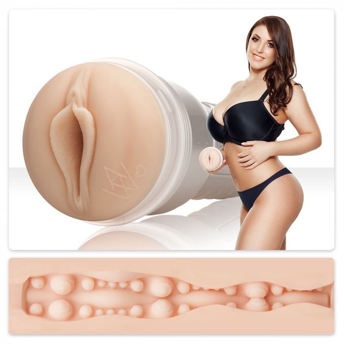 Fleshlight Girls Angela White Indulge Textured Male Masturbator|Front View|"signature series masturbator - front view"