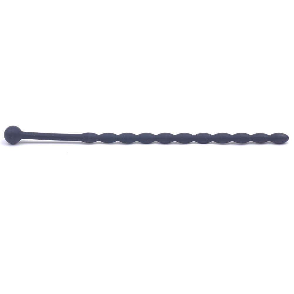 6 Inch Black Silicone Beaded Penis Sound Plug|Product View|"Beaded sound - product view"