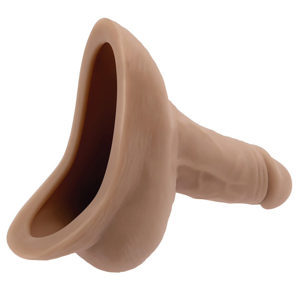 Gender X Stand to Pee Silicone Med Flesh | Side View | "Med flesh stp - side view"