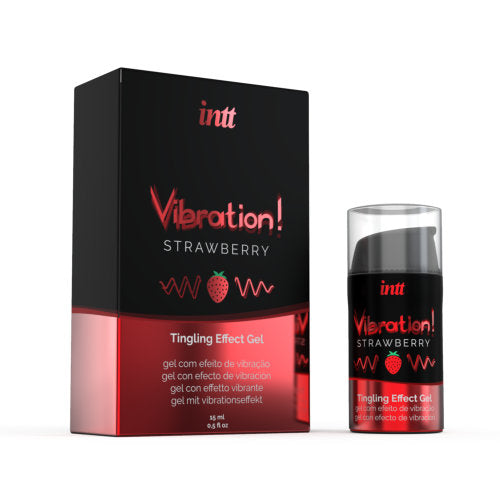 Intt Vibration Strawberry Flavour Liquid Vibrator | Main View | "strawberry flavored liquid vibrator bottle - main view"