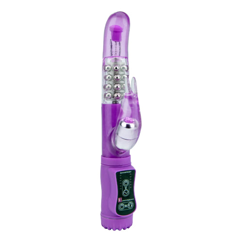 Jessica-Rabbit-G-Spot-Slim-Vibrator-Purple|Front|"purple dual stimulation rabbit vibrator with g-spot curve - front view"