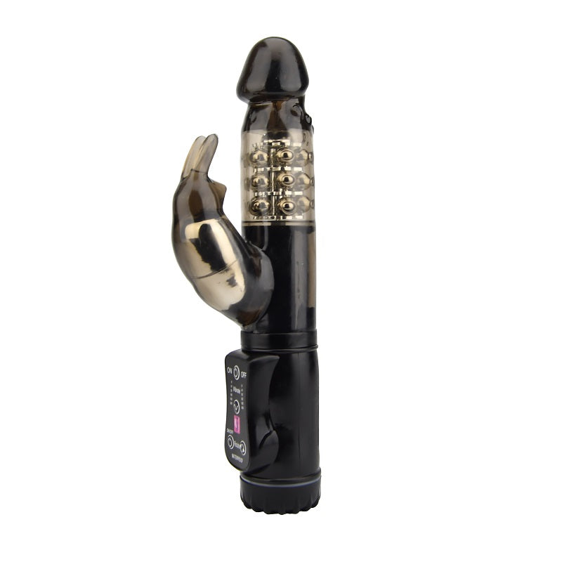 Jessica-Rabbit-Plus-Vibrator-Black|Front|"black dual stimulation rabbit vibrator with enhanced features - front view"