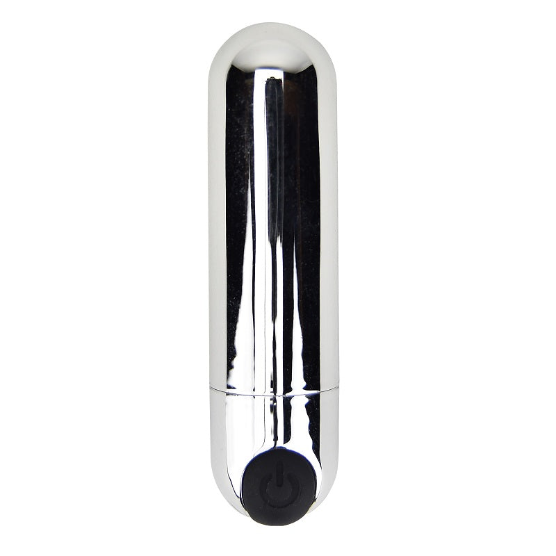 Loving Joy 10 Function Rechargeable Bullet Vibrator Silver | Main View | "silver rechargeable bullet vibrator - main view"