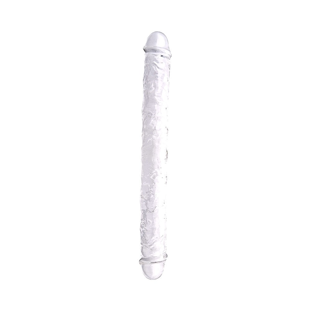 Loving Joy 15 Inch Double Ended Dildo Clear|Front View|"15 inch clear double ended dildo - front view"