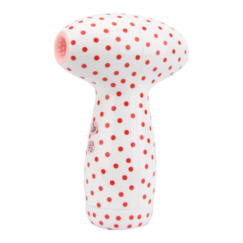 Loving Joy 2 in 1 Suction Vibrator Polka Dot | Main View | "dual function suction and vibration stimulator with polka dot texture - main view"
