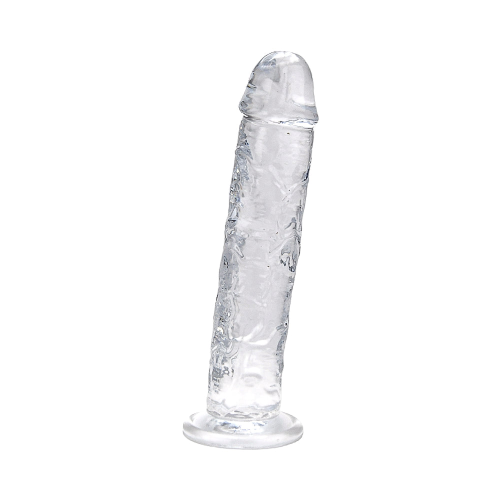 Loving Joy 8.5 Inch Suction Cup Dildo Clear|Front View|"8.5 inch clear suction cup dildo - front view"