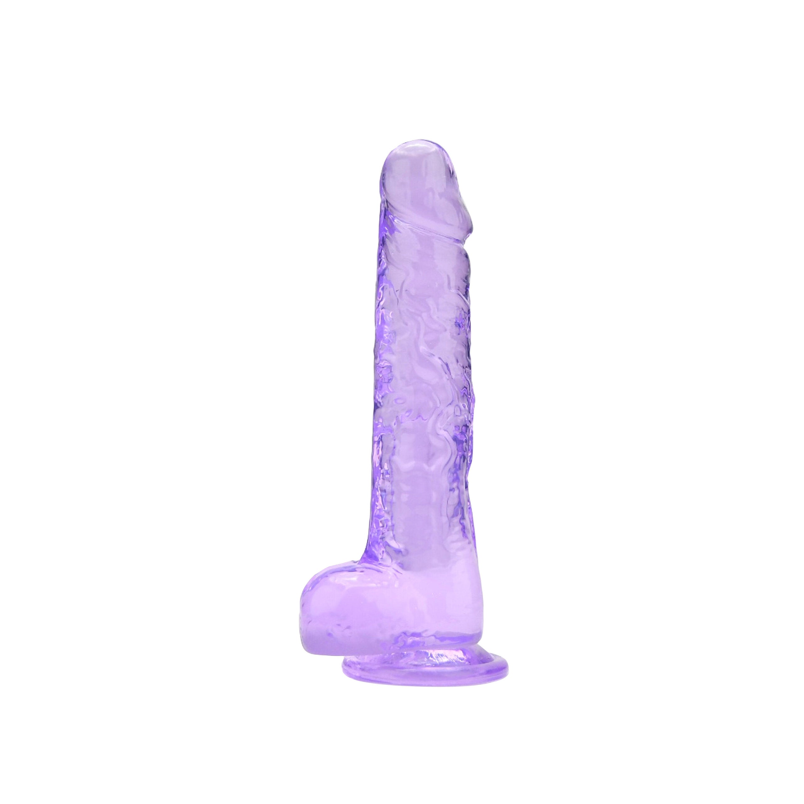 Loving Joy 8 Inch Dildo with Balls Pink|Front View|"realistic dildo pink 8 inch - front view"