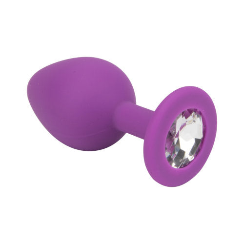 Loving Joy Jewelled Silicone Butt Plug Purple - Medium Adult Toys Direct