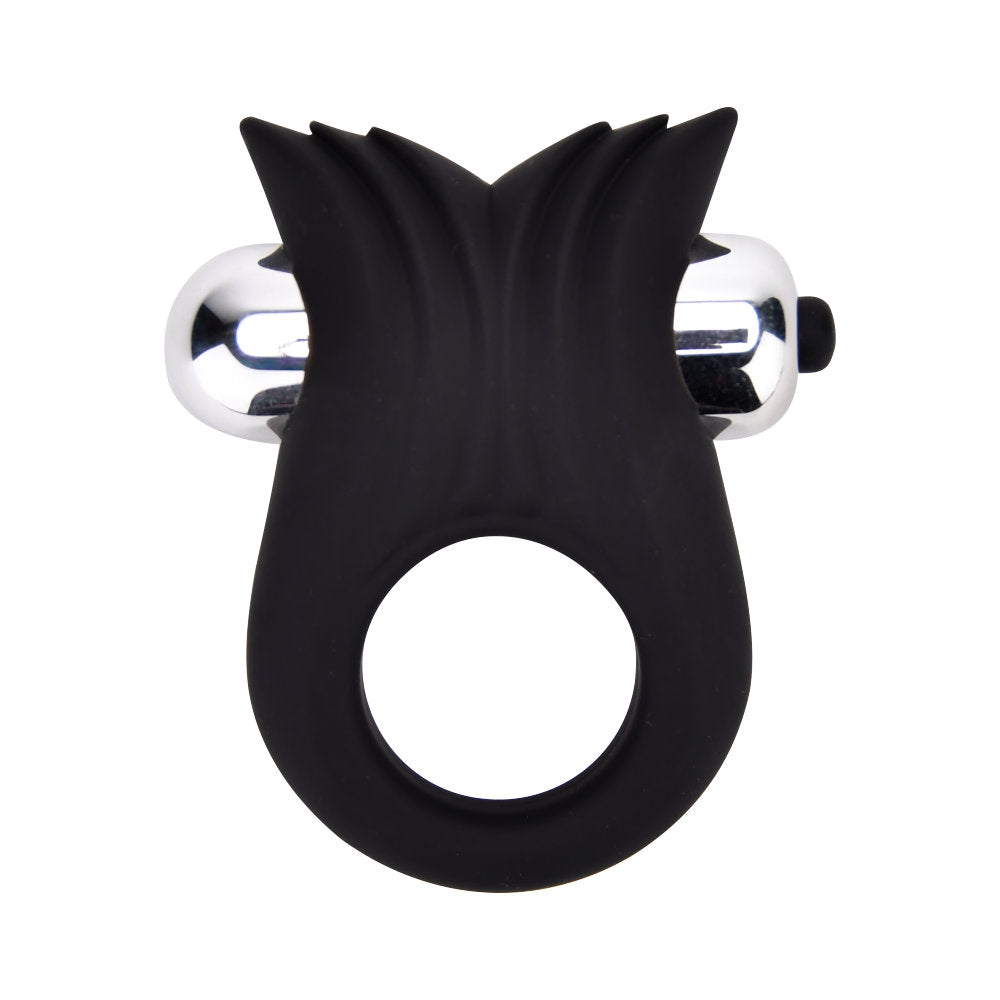 Loving Joy Silicone Vibrating Textured Cock Ring|Front View|"Silicone vibrating textured cock ring - front view"