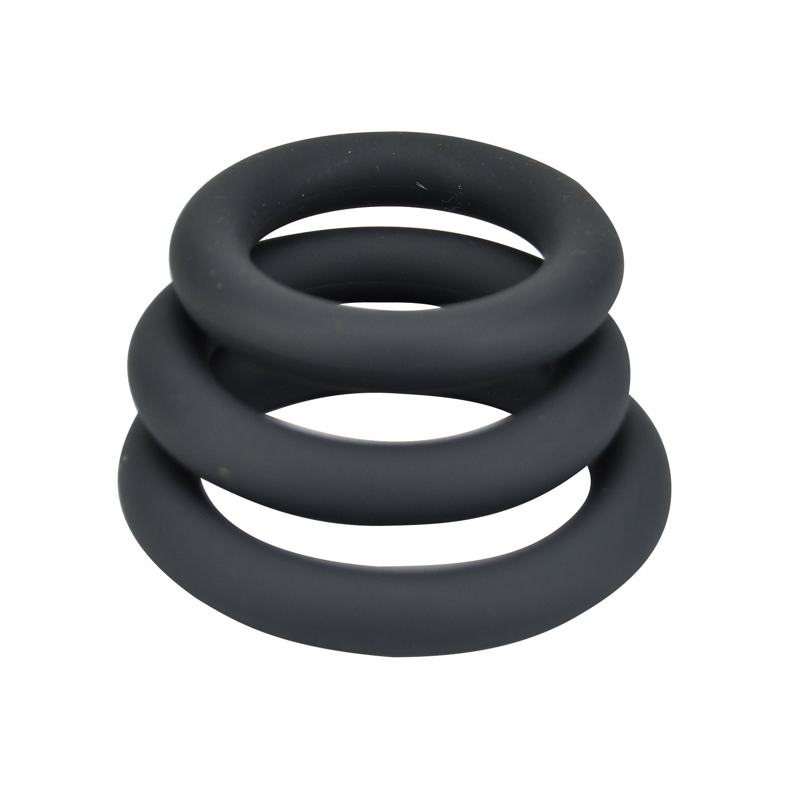 Loving Joy Thick Silicone Cock Rings 3 Pack Grey | Main View | "set of 3 grey thick silicone cock rings - main view"