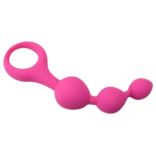 Loving Joy Triple Ripple Anal Beads-Pink | Front View | Graduated pleasure beads