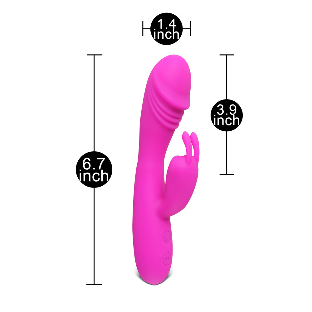12 speed Rabbit Vibrator Pink|Detail View|"Pink rabbit - detail view"