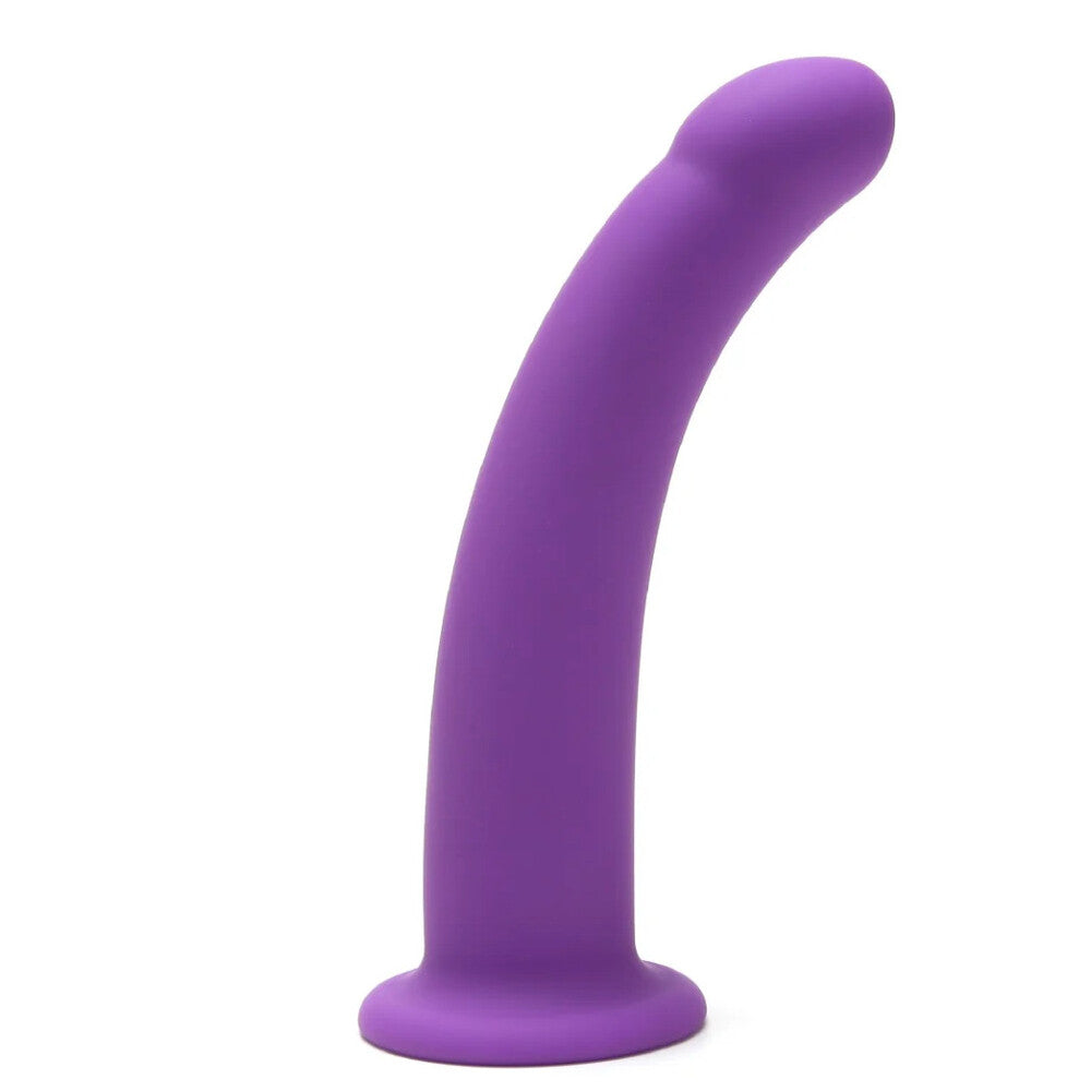 Me You Us 7 Inch Curved Silicone Dildo | Side View | "Curved silicone dildo - side view"