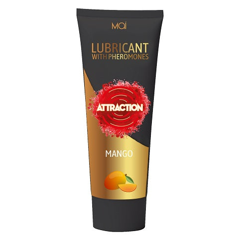 Mai Attraction Lubricant with Pheromones Mango 100ml | Front View | "mango pheromone lubricant - front view"
