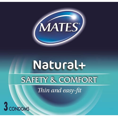 Mates-Natural-Condoms-3-Pack|Front|"natural latex condoms three pack - front view"