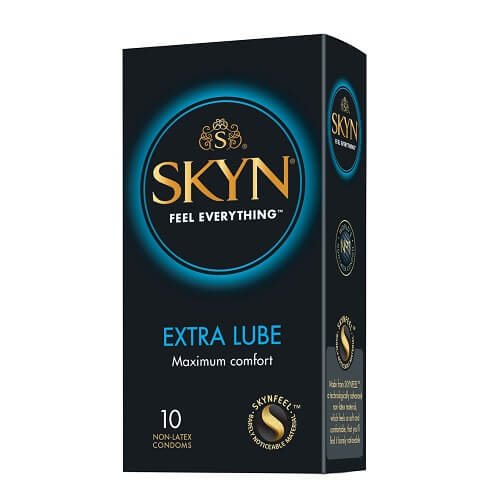 Mates-SKYN-Extra-Lubricated-Non-Latex-Condoms-10-Pack|Front|"extra lubricated non latex condoms - front view"