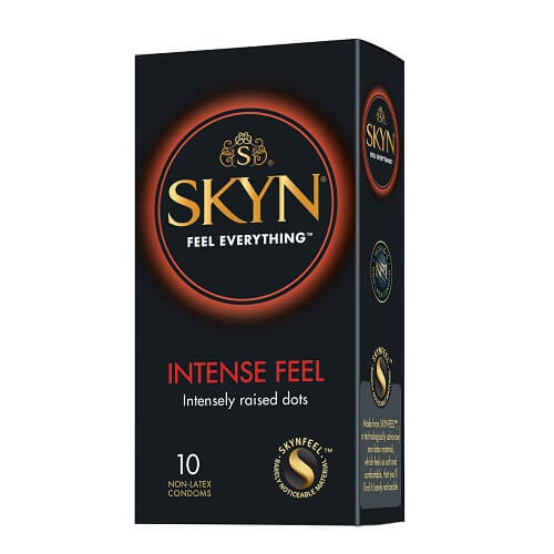 Mates-SKYN-Intense-Feel-Non-Latex-Condoms-10-Pack|Front|"non latex intense feel condoms - front view"