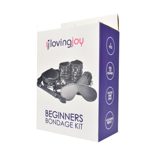 Loving-Joy-Beginners-Bondage-Kit-Black-8-Piece|Package View|"bondage kit contents - package view"