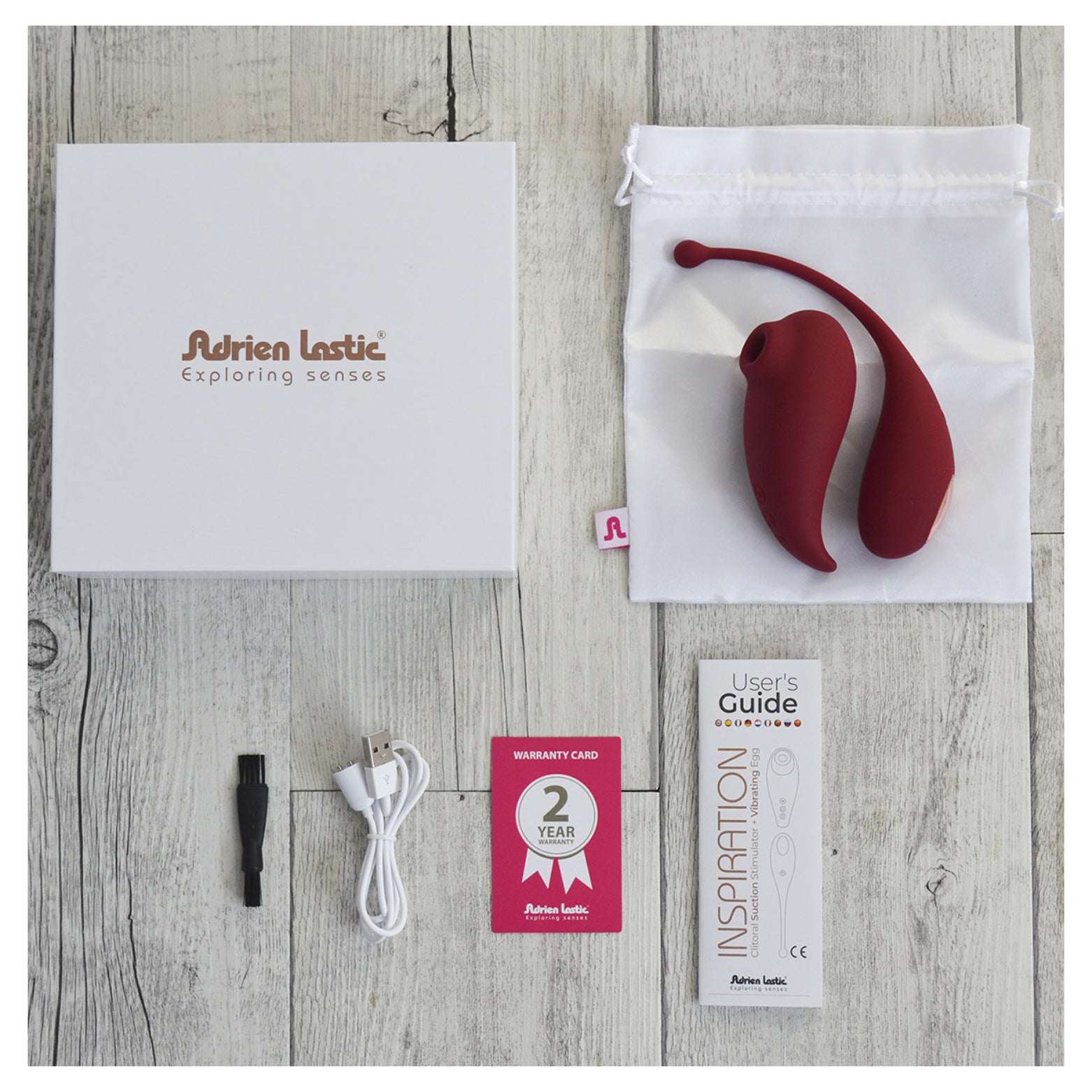 Adrien-Lastic-Inspiration-Clitoral-Suction-Stimulator-And-Vibrating-Egg|Side|"ergonomic design showing both stimulator and egg - side view"