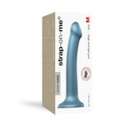 Strap-on-Me Duck Egg Blue Metallic Shine Mono Density Dildo Medium | Package View | "product packaging - package view"