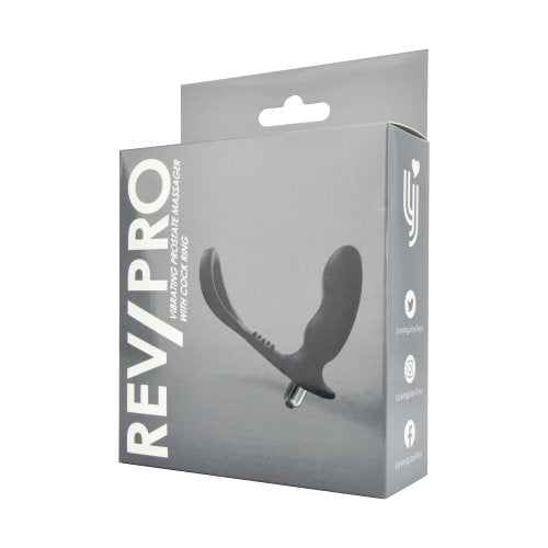 Rev-Pro Vibrating Prostate Massager with Cock Ring | Package Back | "product packaging showing back information - package view"