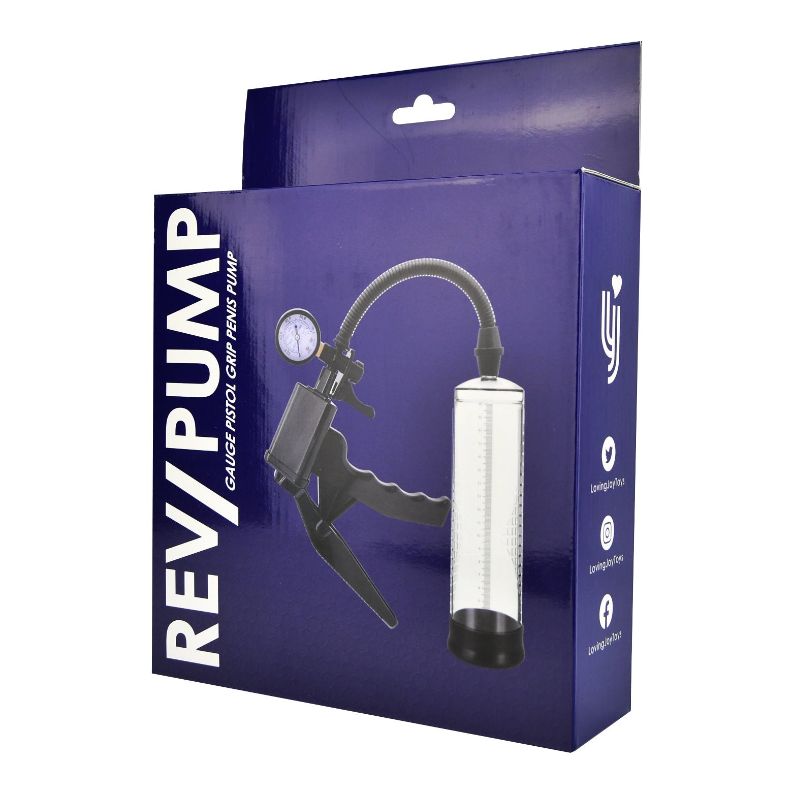 Rev-Pump Gauge Pistol Grip Penis Pump | Front View | "pistol grip pump - front view"