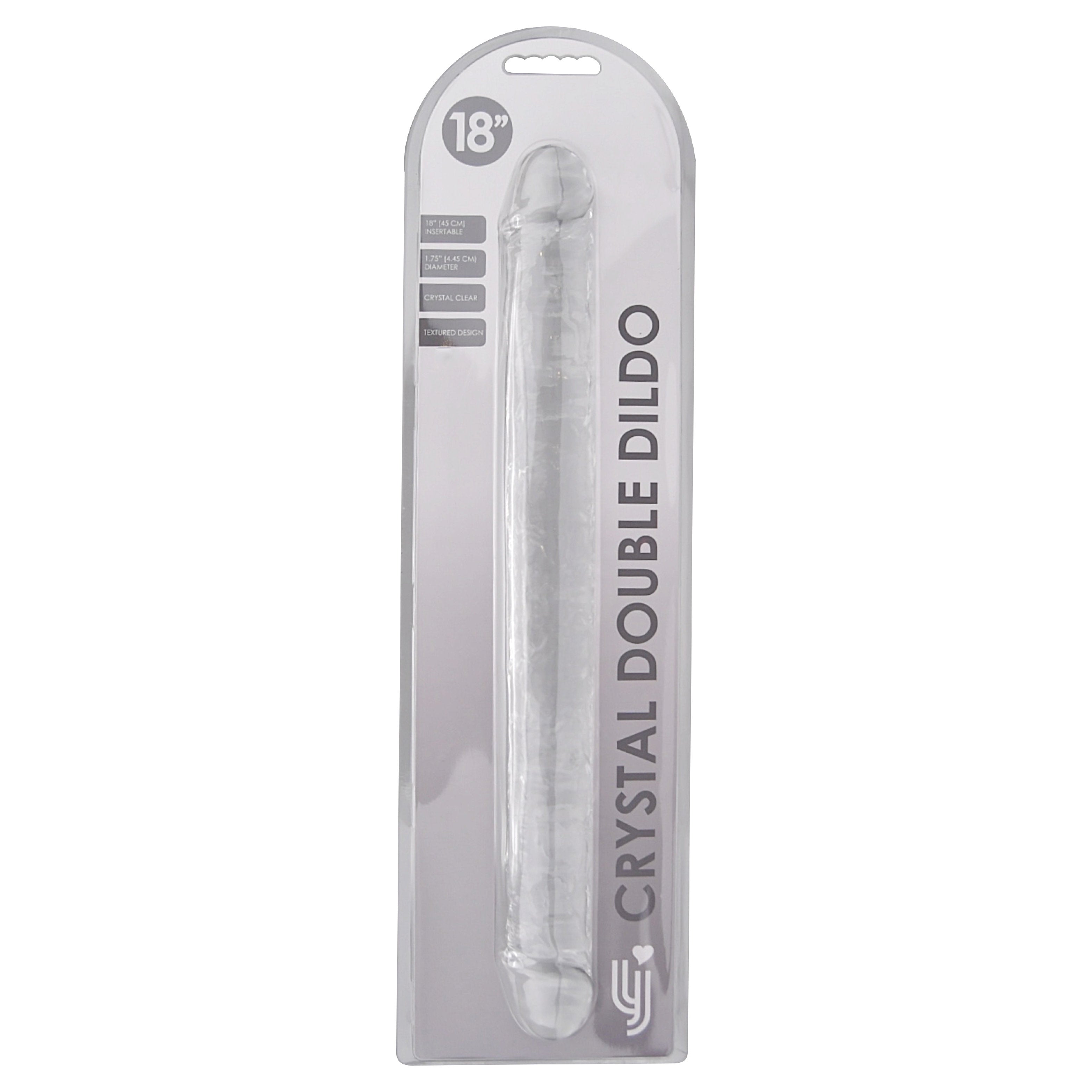 Loving Joy 18 Inch Double Ended Dildo Clear|Detail View|"18 inch clear double ended dildo packaging - detail view"