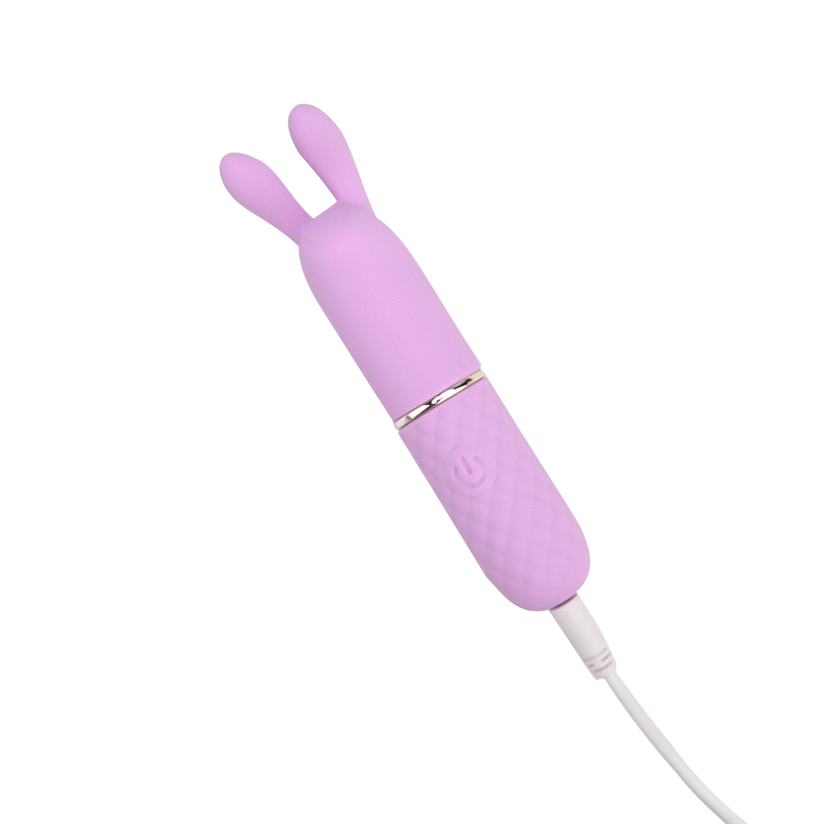 Nauti Petites 10 Speed Rabbit Ears Bullet Vibrator|Side View|"rabbit ears vibrator charging - side view"