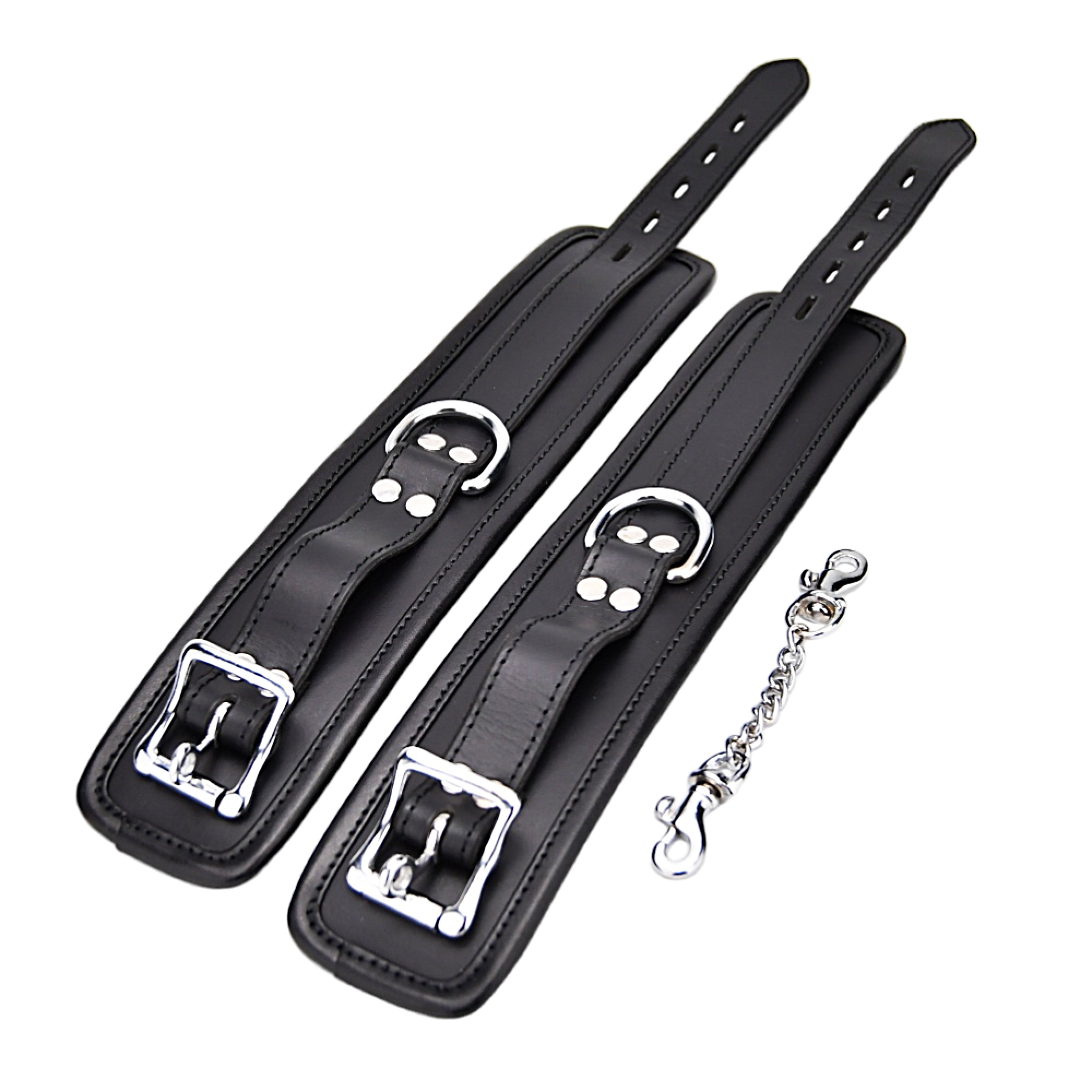 BOUND Leather Wrist Restraints|Detail View|"leather wrist cuffs - detail view"