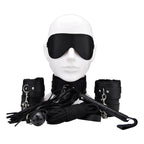 Bound to Play Beginner's Bondage Kit Black (8 Piece)|Side View|"black bondage kit ankle cuffs - side view"