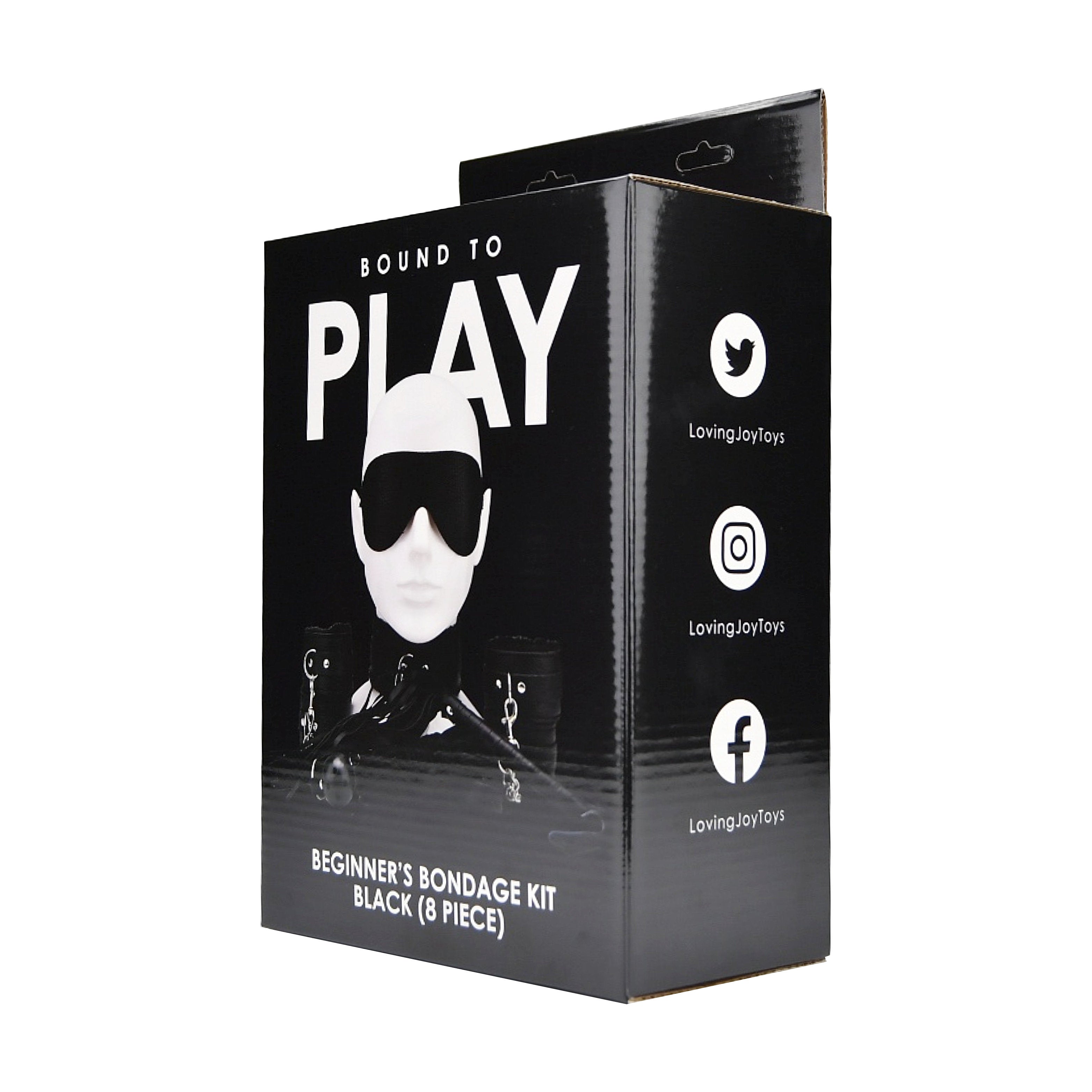 Bound to Play Beginner's Bondage Kit Black (8 Piece)|Side View|"black bondage kit ankle cuffs - side view"