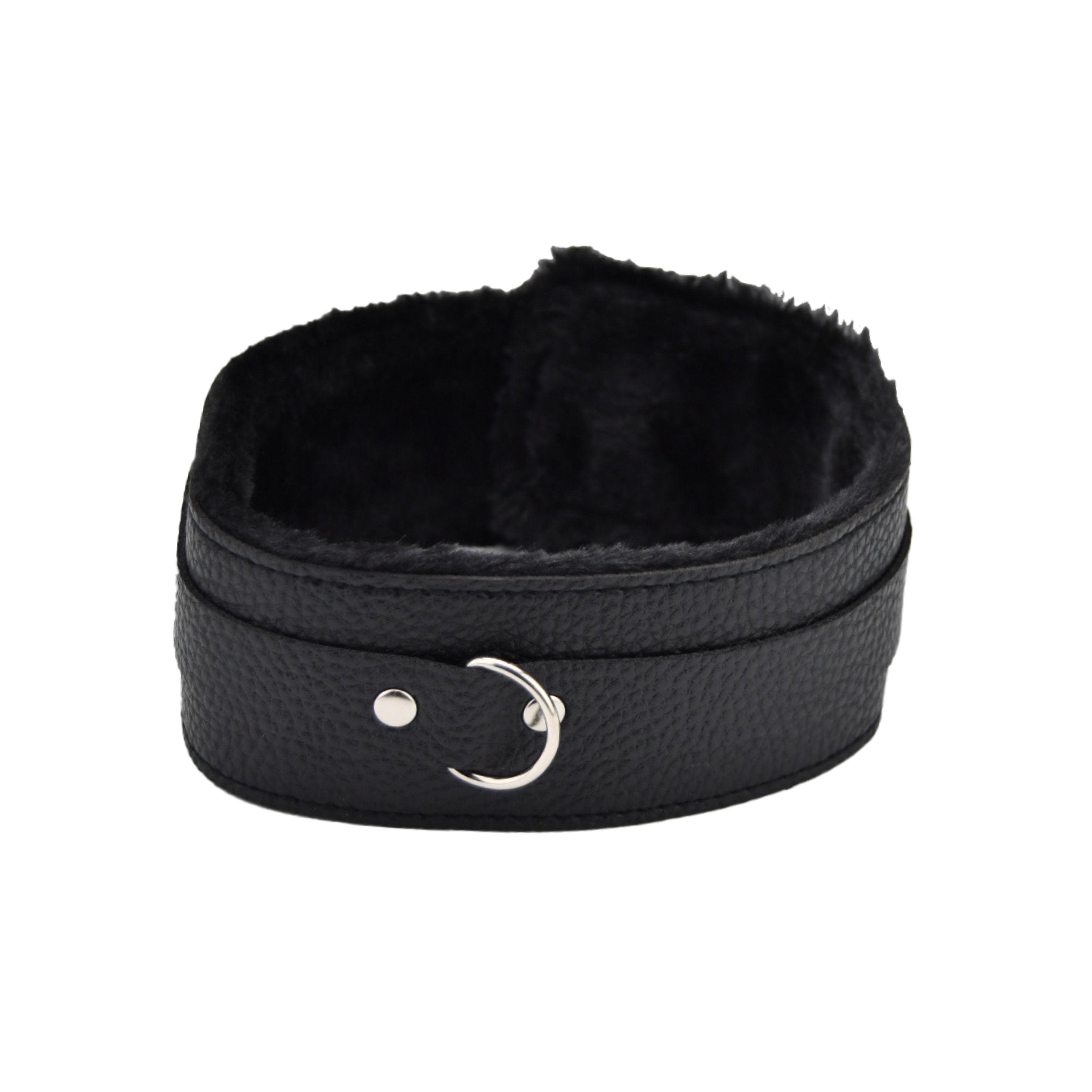 Bound to Play Beginner's Bondage Kit Black (8 Piece)|Side View|"black bondage kit ankle cuffs - side view"