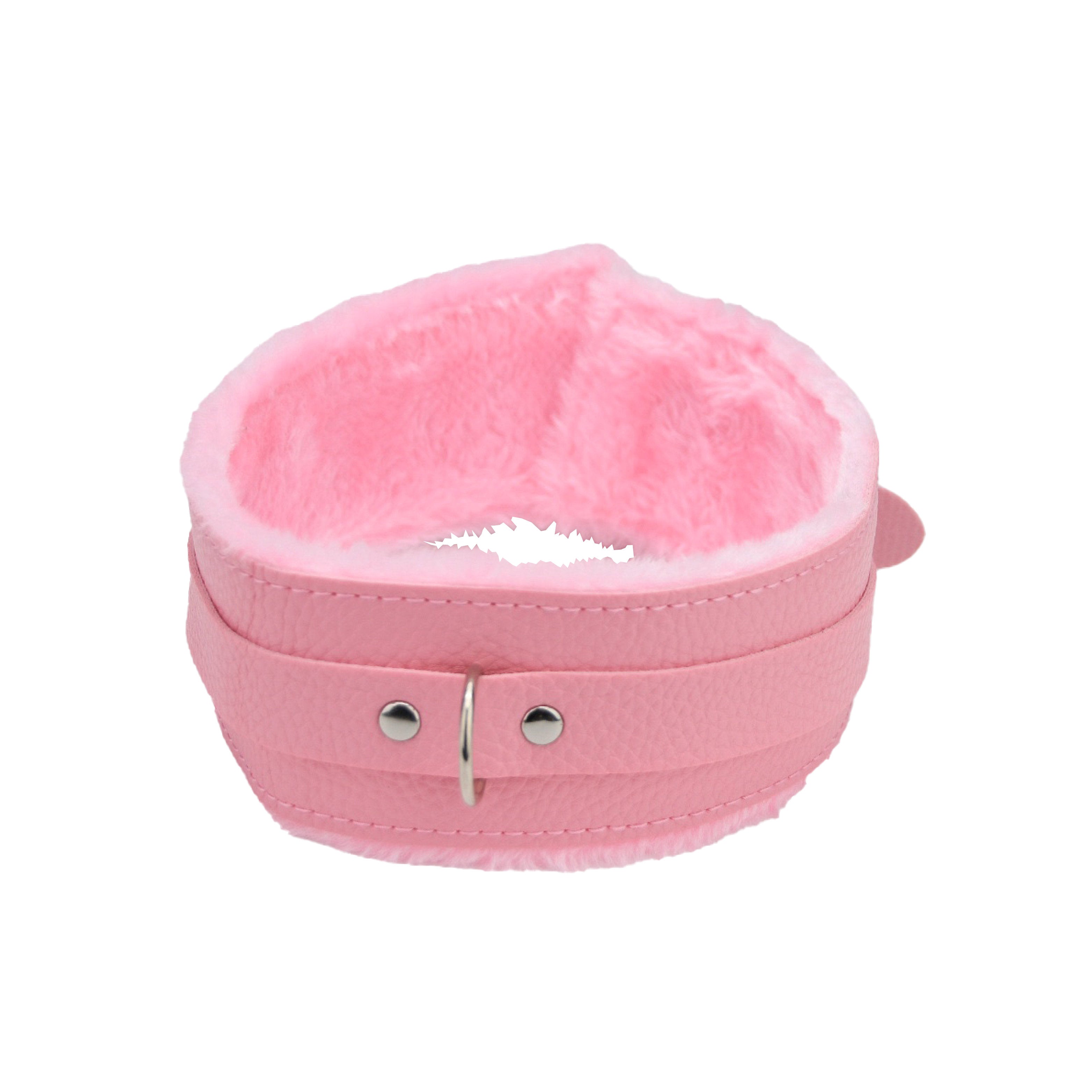 Bound to Play Beginner's Bondage Kit Pink (8 Piece)|Detail View|"pink bondage kit collar - detail view"